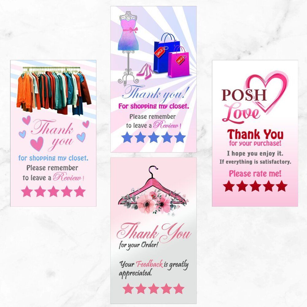 100 Assorted Thank You Cards – 3.5" x 2" Glossy Business Cards – Small Business - Picture 3 of 11